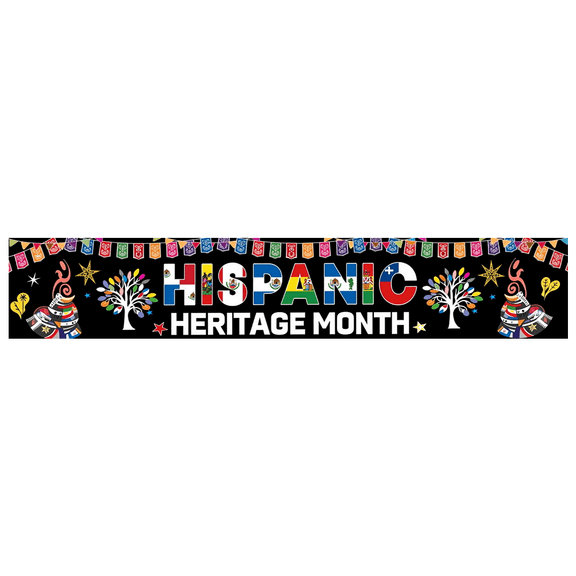 Multicolor Banner Hispanic Heritage Decorative Polyester Light Design Celebration for Cultural Event Party Indoor