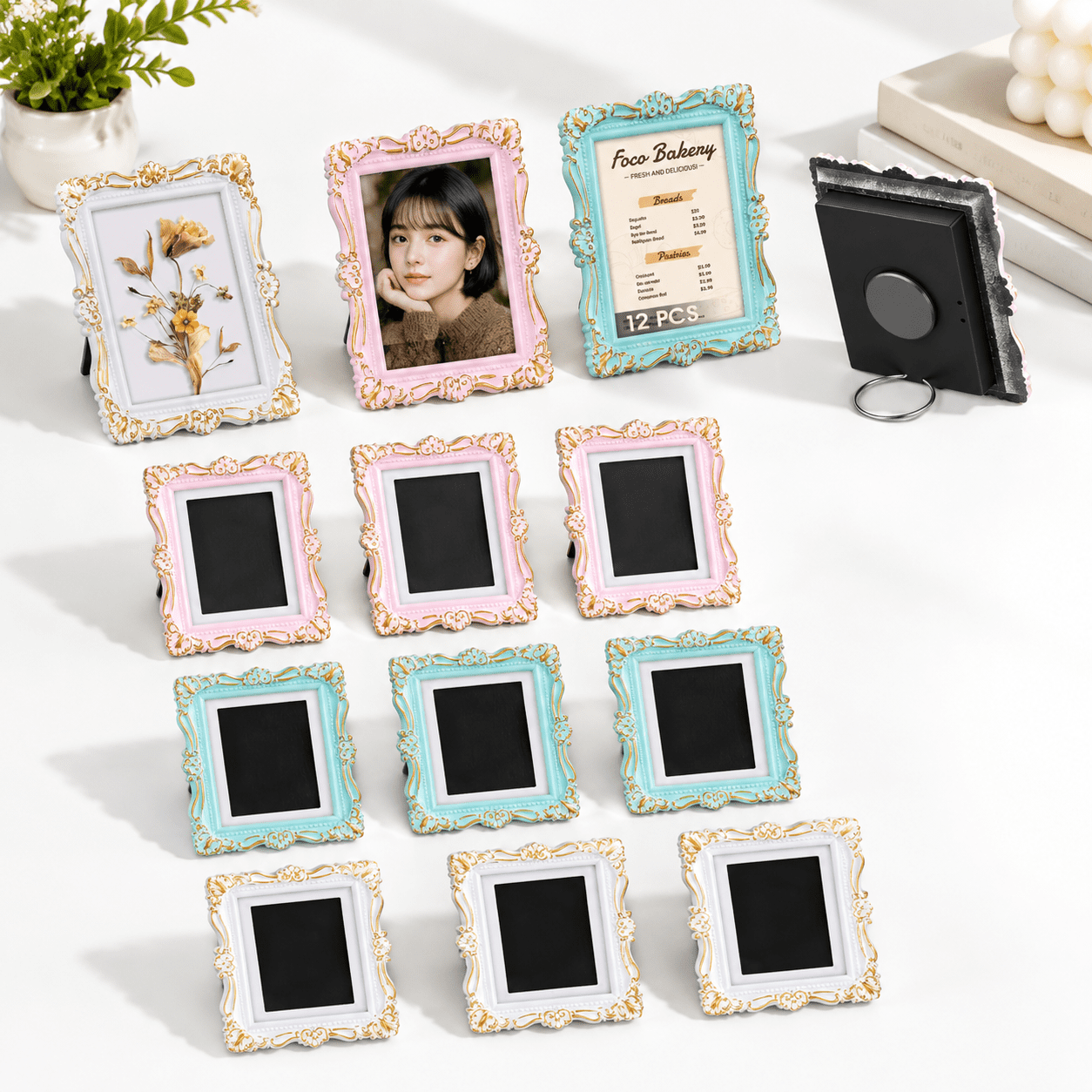 Multicolor Baroque 12-Pack Mini Picture Frames, 2x3 Inch Size - Walmart.com