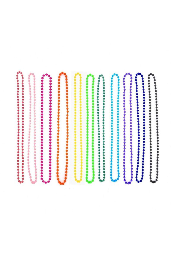 Multicolor Beaded Necklace Set 6PCS 80CM Retro Neon Party Accessory