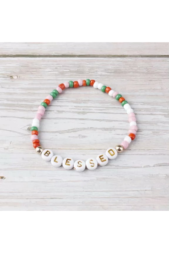 Multicolor Beads Merry Christmas Stretchy Bracelets Handmade Faith Blessed Gifts