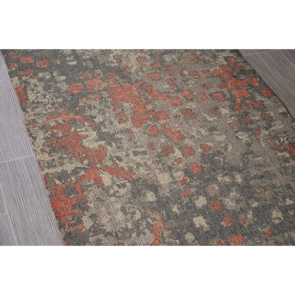 Multicolor Beige Grey & Orange Printed 4X6' Modern Abstract Wool Area Rug for Living Room & Bedroom Soft Handmade Indoor Non Slip Rugs by Mystiquedecors