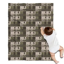 Multicolor Bigfoot and Camping Pattern Blanket,Comfortable Soft Flannel Throw Blanket,All Season,Warm Lightweight Blankets for Sofa Bed Couch Living Room Chair,30"x40"