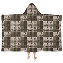 Multicolor Bigfoot and Camping Pattern Hooded Bath Towel，50"x30" for Ages 3 To 12 Kids, Quick Dry Lightweight Soft Microfiber Hood Beach Towel Cover Up for Kids