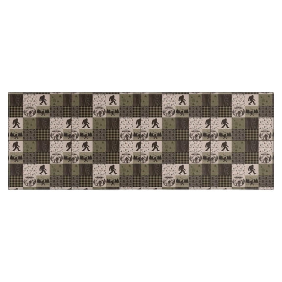 Multicolor Bigfoot and Camping Pattern Kitchen Rug Mat,Kitchen Runner Rugs Non Skid Washable,Decorative Kitchen Floor Mats for Kitchen,Sink,Laundry,17"X47"