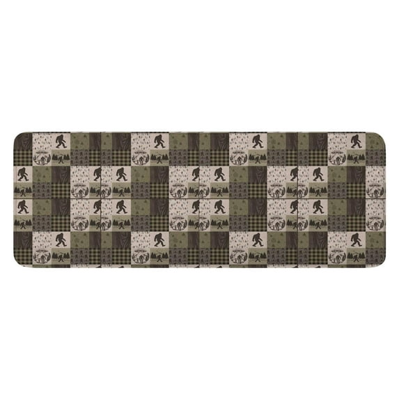 Multicolor Bigfoot and Camping Pattern Kitchen Rug Mat,Kitchen Runner Rugs Non Skid Washable,Decorative Kitchen Floor Mats for Kitchen,Sink,Laundry,17"x47.2"