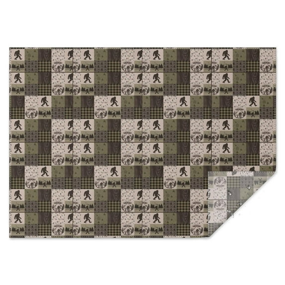 Multicolor Bigfoot and Camping Pattern Rectangle Tablecloth 60"x84",Waterproof Polyester Rectangle Table Cloth, Wipeable Spillproof Polyester Tablecloth for Dining, Camping, Indoor and Outdoor