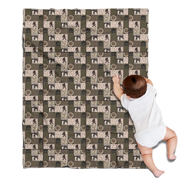 Multicolor Bigfoot and Checkerboard Pattern Blanket,Comfortable Soft Flannel Throw Blanket,All Season,Warm Lightweight Blankets for Sofa Bed Couch Living Room Chair,30"x40"
