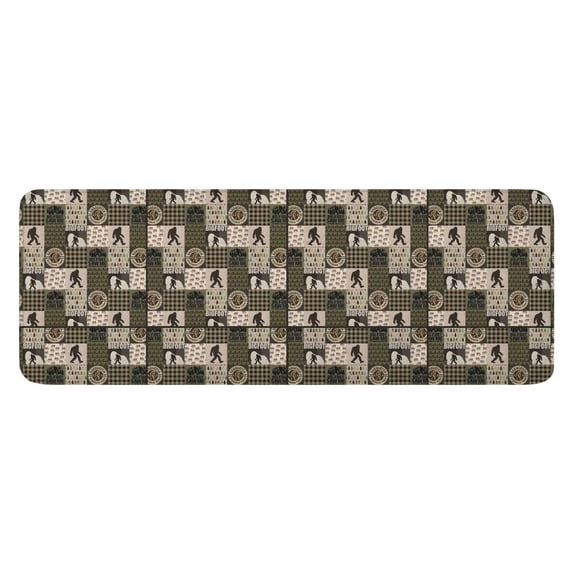 Multicolor Bigfoot and Checkerboard Pattern Kitchen Rug Mat,Kitchen Runner Rugs Non Skid Washable,Decorative Kitchen Floor Mats for Kitchen,Sink,Laundry,17"x47.2"