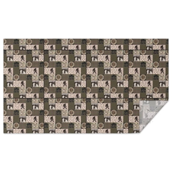 Multicolor Bigfoot and Checkerboard Pattern Rectangle Tablecloth 60"x102",Waterproof Polyester Rectangle Table Cloth, Wipeable Spillproof Polyester Tablecloth for Dining, Camping, Indoor and Outdoor