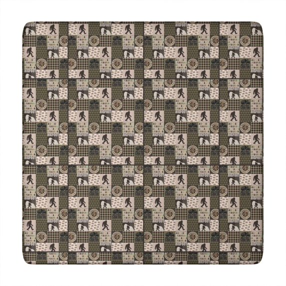 Multicolor Bigfoot and Checkerboard Pattern Square Fitted Tablecloth with Elastic Edge,Square Table Cover,Washable Elastic Table Cover for Home Kitchen Party Decor 34"x34"