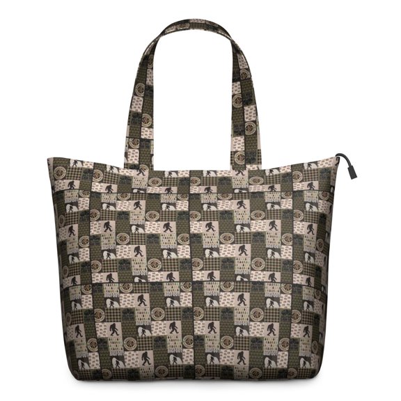 Multicolor Bigfoot and Checkerboard Pattern Travel Tote Bags for Women Carry On,Large Weekender Bags for Women Travel,Multi Functional Duffle Bag for Work,Shopping,Sports