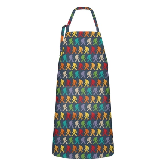 Multicolor Bigfoot Pattern Apron-Garden Aprons for Women with Pockets-Cotton Linen Waterproof Kitchen Cooking Gardening Aprons Adjustable for Kitchen,Cooking,BBQ and Salon 33x27 Inch