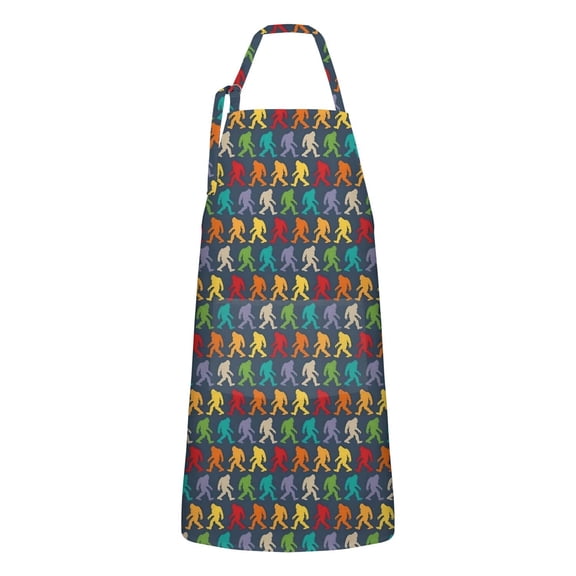Multicolor Bigfoot Pattern Apron-Garden Aprons for Women with Pockets-Cotton Linen Waterproof Kitchen Cooking Gardening Aprons Adjustable for Kitchen,Cooking,BBQ and Salon 33x27 Inch