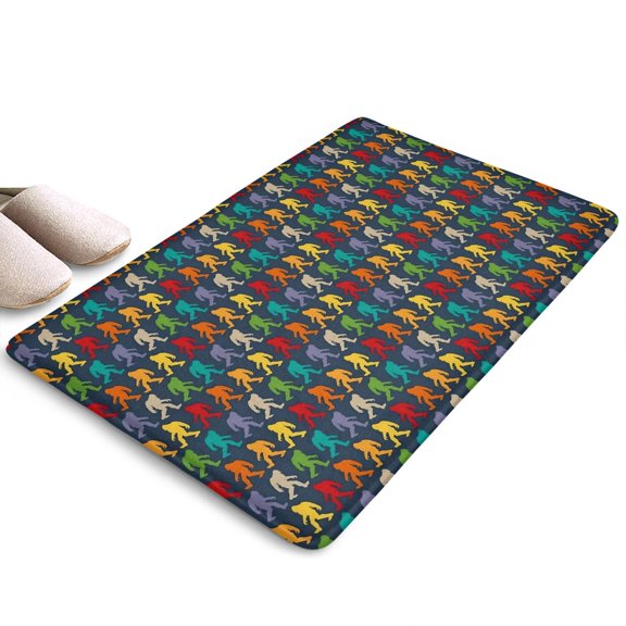 Multicolor Bigfoot Pattern Flannel Non Slip Door Rugs,Washable Door Mats Indoor,Decorative Door Mats,Dirt-Resistant and Absorbent Doormat for Entrance,Bedroom,Kitchen,Bathroom,23.5x16in(60x40cm)