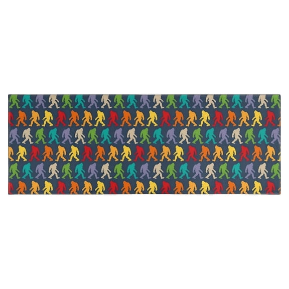 Multicolor Bigfoot Pattern Kitchen Rug Mat,Kitchen Runner Rugs Non Skid Washable,Decorative Kitchen Floor Mats for Kitchen,Sink,Laundry,17"X47"
