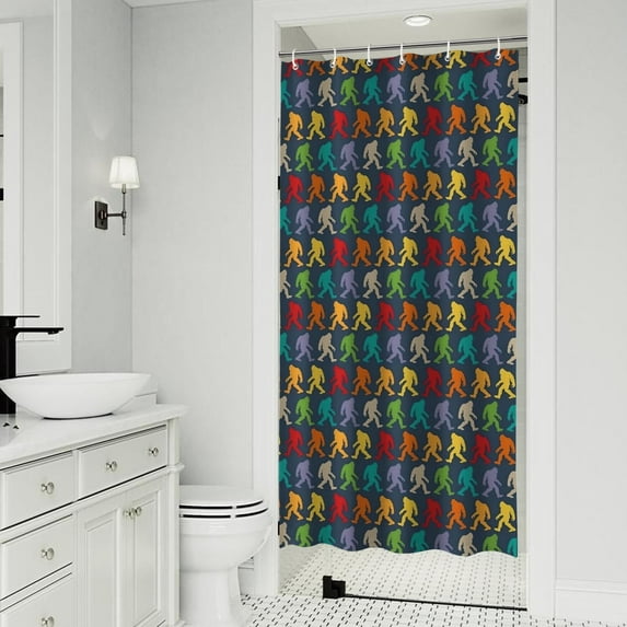 Multicolor Bigfoot Pattern Shower Curtain 36"x72" ,Bathroom Decorative Shower Curtains Set with 12 Hooks,Modern Waterproof Washable Shower Curtain