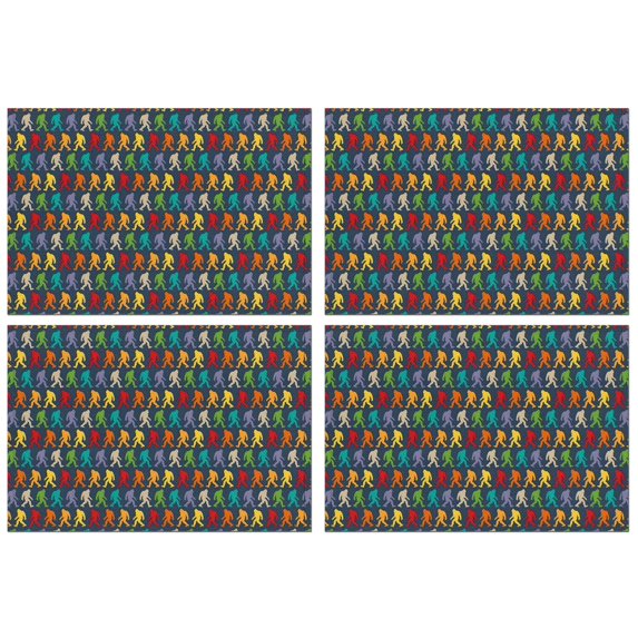 Multicolor Bigfoot Pattern Summer Placemats Table Placemats Set Of 4-Linen Kitchen Washable Placemats Table Mats 11.8"x17.7" Non-Slip Heat Resistant