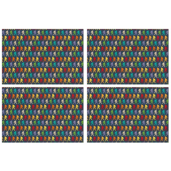 Multicolor Bigfoot Pattern Summer Placemats Table Placemats Set Of 4-Linen Kitchen Washable Placemats Table Mats 11.8"x17.7" Non-Slip Heat Resistant