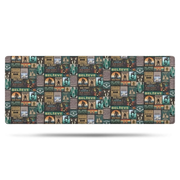 Multicolor Bigfoot and Text Pattern Bathroom Rugs Mat,Non Slip Microfiber Bathroom Rug,Rubber Backing,Soft Bathroom Mats for Bathroom Floor,Tub and Shower,60x24in(150x60cm)