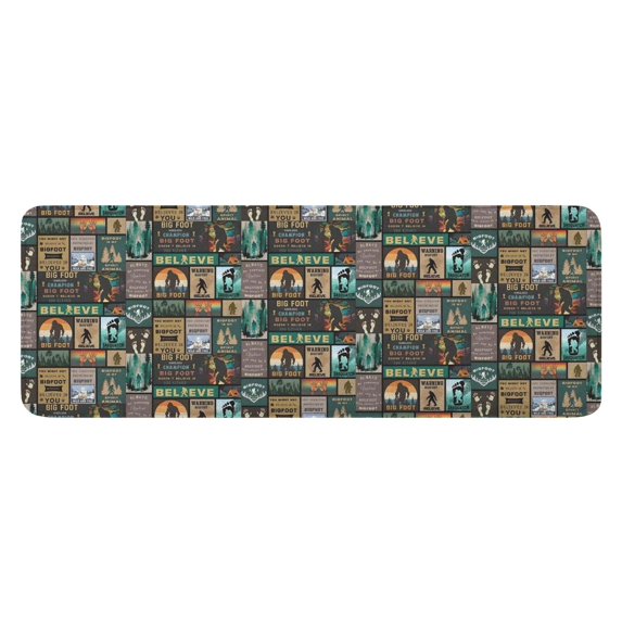 Multicolor Bigfoot and Text Pattern Kitchen Rug Mat,Kitchen Runner Rugs Non Skid Washable,Decorative Kitchen Floor Mats for Kitchen,Sink,Laundry,17"x47.2"