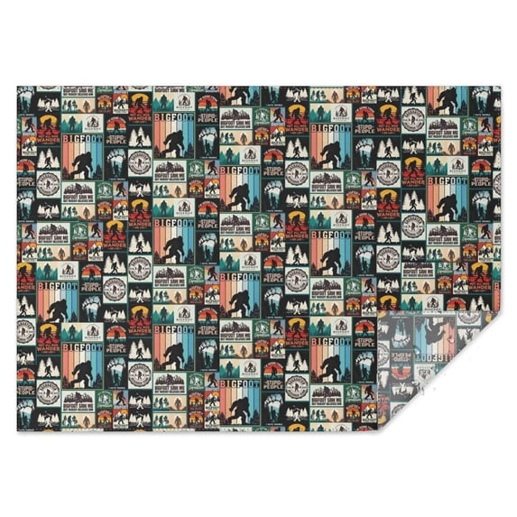 Multicolor Bigfoot and Text Pattern Rectangle Tablecloth 60"x84",Waterproof Polyester Rectangle Table Cloth, Wipeable Spillproof Polyester Tablecloth for Dining, Camping, Indoor and Outdoor