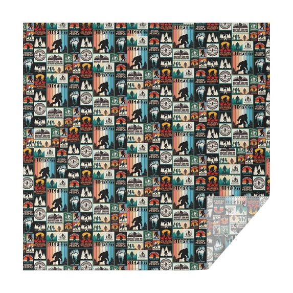 Multicolor Bigfoot and Text Pattern Square Tablecloth,Waterproof Square Table Cover,Wipeable Spillproof Washable Table Cover for Home Kitchen Party Decor 42"X42"(107x107cm)