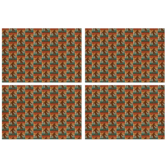 Multicolor Bigfoot and Text Pattern Summer Placemats Table Placemats Set Of 4-Linen Kitchen Washable Placemats Table Mats 11.8"x17.7" Non-Slip Heat Resistant