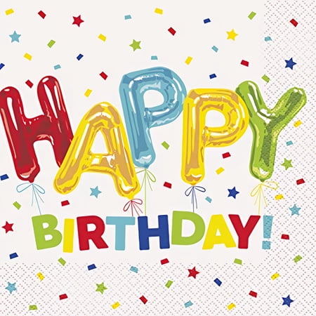 Multicolor Birthday Luncheon Napkins, 16-Count (Pack of 4)