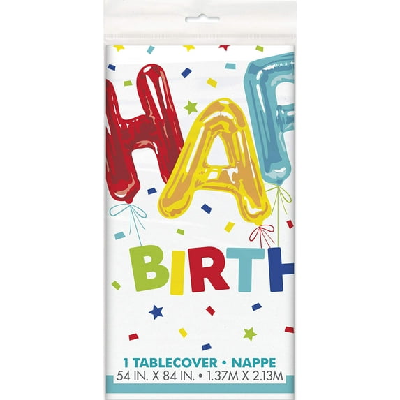 Multicolor Birthday Rectangular Plastic Table Cover