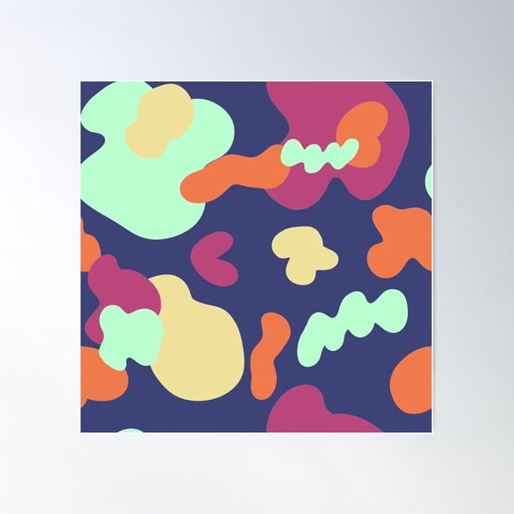 Multicolor Blob Camo Repeating Pattern Poster Wall Art, Modern Wall Decor For Living Room Bedroom, 24x24 UNFRAMED