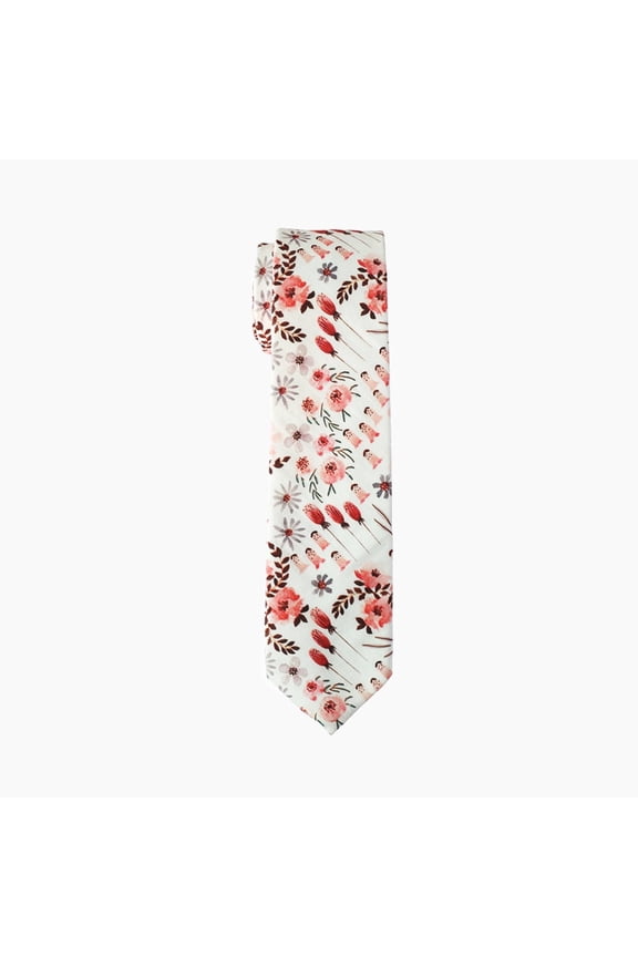 Multicolor Blush Floral Pattern Cotton Tie
