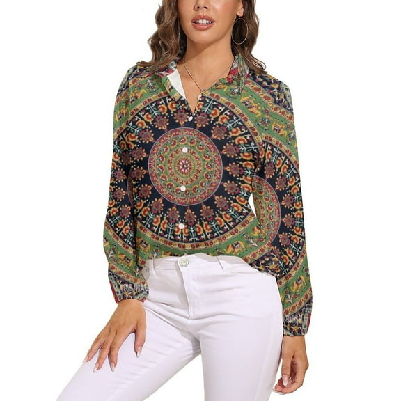 Multicolor Bohemia Long Sleeve Blouse Woman Streetwear Casual Shirts Summer Oversize Woman Streetwear Clothing Birthday Present