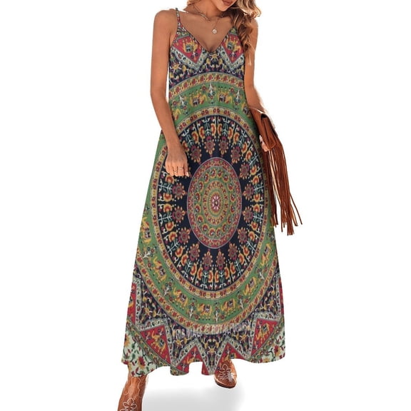 Multicolor Bohemia Sleeveless Dress Women's Evening Dress Womans Clothing