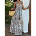 thumbnail image 1 of Multicolor Bohemian Paisley Print Halter Neck Maxi Dress With Ruffle Hem And Layered Skirt, 1 of 8
