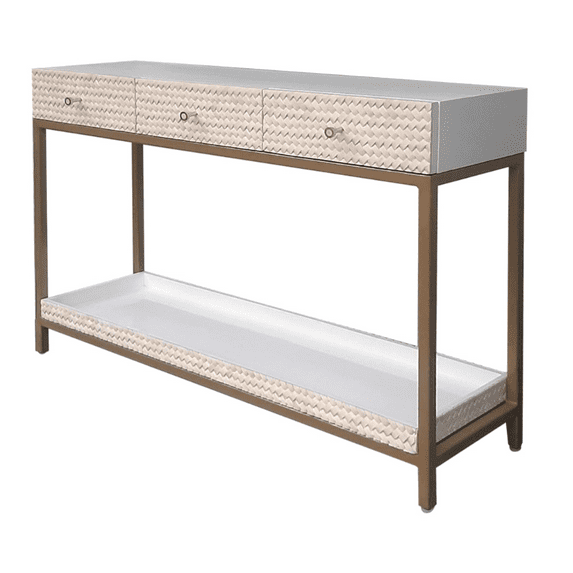 Multicolor Bone Inlay Entryway Table – Handcrafted Console for Modern Home Décor