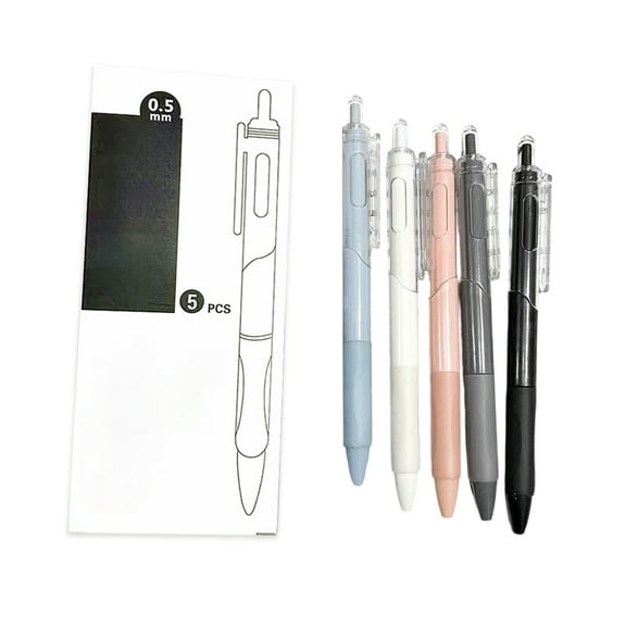 Multicolor Brush Pen Set, 0.5mm ST Tip Ballpoint with Fast-Dry Ink, Assorted Color Push Pen for Exams and Coloring, 5-Pack Variety Set