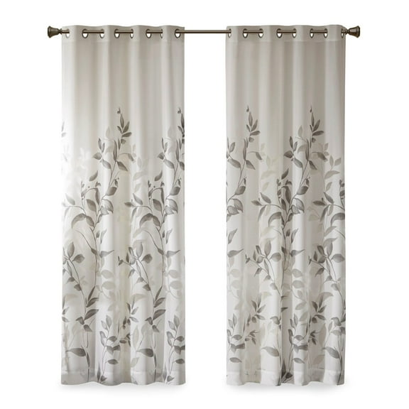 Multicolor Burnout Printed Curtain Panel Pair (2 Panels 50X84 Inch), Semi-Sheer Botanical Design, Grommet Top Living Room Curtains, Oeko-Tex Certified, Lightweight Polyester Blend