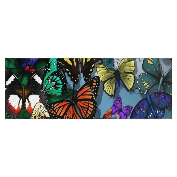 Multicolor Butterfly Group Pattern Kitchen Rug Mat,Kitchen Runner Rugs Non Skid Washable,Decorative Kitchen Floor Mats for Kitchen,Sink,Laundry,17"X47"