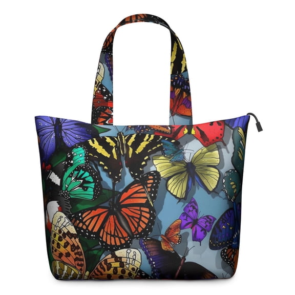 Multicolor Butterfly Group Pattern Travel Tote Bags for Women Carry On,Large Weekender Bags for Women Travel,Multi Functional Duffle Bag for Work,Shopping,Sports