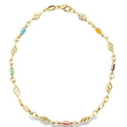 Multicolor CZ Stone Angel Wing Charm Anklet G78A/E249/I124A