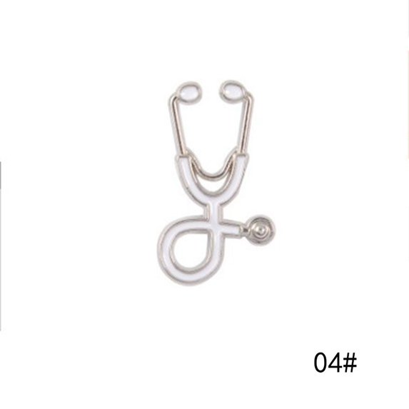 Multicolor Cartoon Doctor Enamel Pins Accessories Nurse Day Badge Stethoscope Brooch Stethoscope Brooch SILVER&WHITE