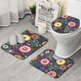 thumbnail image 1 of Multicolor Cartoon Floral Pattern Bathroom Rugs Sets 3 Piece,Toilet Cover Set,Absorbent Non Slip Bathroom Mats Sets with U-Shaped Contour Rug Toilet Rug Set, 1 of 5