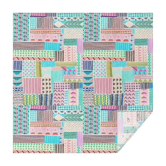 Multicolor Cartoon Geometric and Striped Pattern Square Tablecloth,Waterproof Square Table Cover,Wipeable Spillproof Washable Table Cover for Home Kitchen Party Decor 42"X42"(107x107cm)