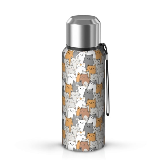Witite Pattern Multicolor Cat Doodle White Pattern Insulated Coffee Thermos, Vacuum ...