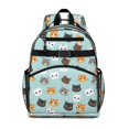 thumbnail image 1 of Multicolor Cat Head Blue Pattern Cute School Backpack Bag for School with Padded Back and Adjustable Shoulder Straps 15.25"x11.5"x5.25", 1 of 5