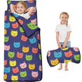 thumbnail image 1 of Multicolor Cat Head Blue Pattern Teens Toddler Nap Mat with Pillow, Sleeping Mat Bag for Preschool Daycare 60"x20", 1 of 1