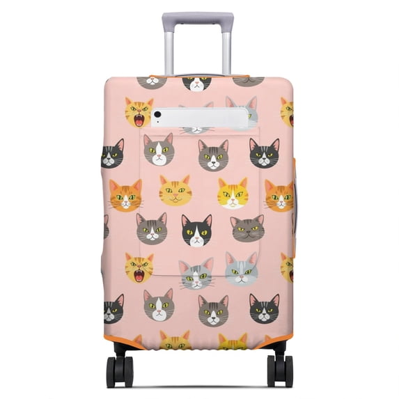 Multicolor Cat Head Pink Pattern Luggage Cover,Stretch Luggage ...