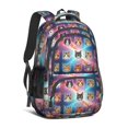 thumbnail image 1 of Multicolor Cat Head Purple Pattern Cute School Backpack Bag with Padded Back and Adjustable Shoulder Straps 16.9 X 12.6 X 5.9 Inches, 1 of 5