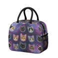 thumbnail image 1 of Multicolor Cat Head Purple Pattern Insulated Leakproof Lunch Box for Work, Lunch Bag for Women Men, Loncheras Para Mujer for Beach Travel Picnic Camping, 1 of 6