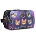 Multicolor Cat Head Purple Pattern Travel Toiletry Bag, Cosmetic ...